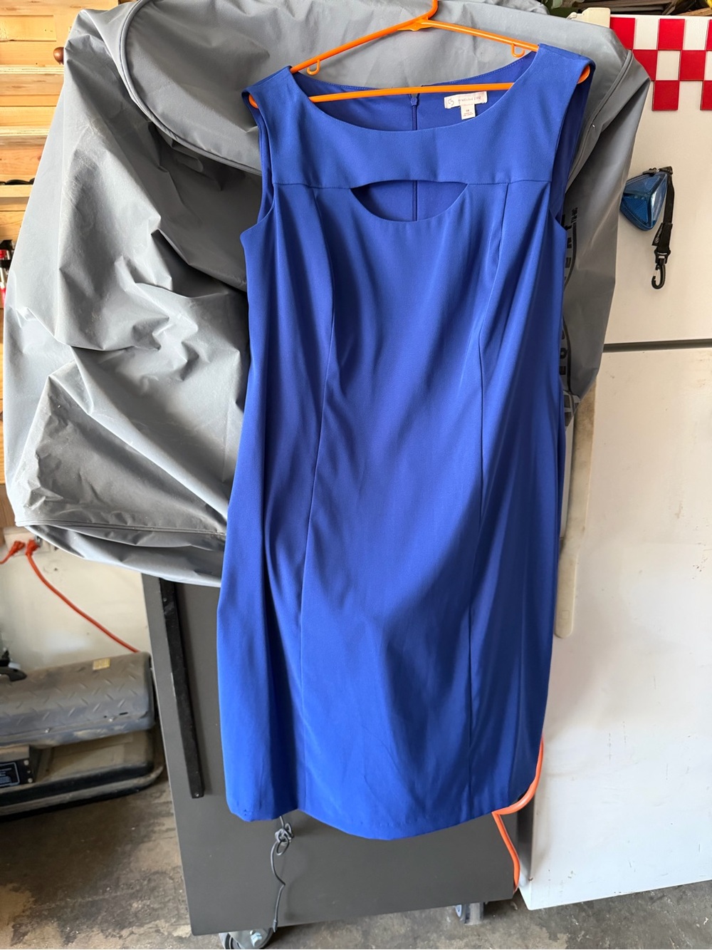 Sleeveless Cobalt Midi Dress with Front Keyhole